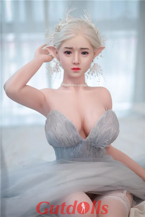 Neuling der Elf Academy 157cm große Brüste G-Cup weißes Haar Elfensilikonkopf Guenstige sexpuppen kaufen