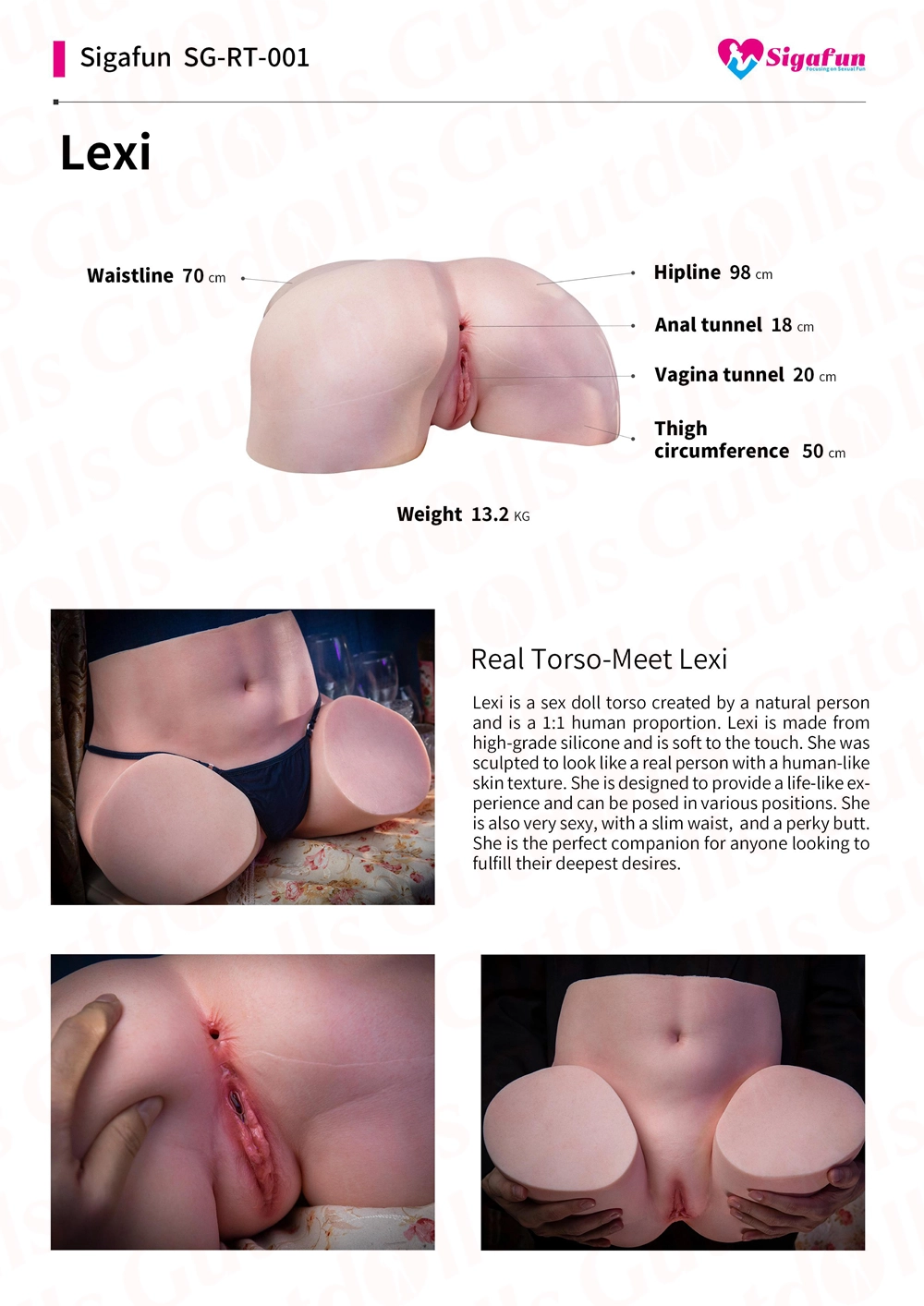 Real Torso SG-RT-001 Hüftarsch Guenstige Sigafun Torso Sex sexpuppe kaufen