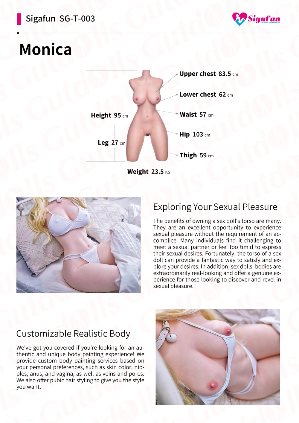 Torso SG-T-003 halber Körper Guenstige Sigafun Torso Sex sexpuppe kaufen